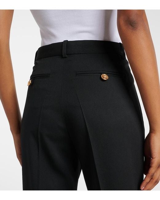 Versace Black High-Rise Wool-Blend Flared Pants