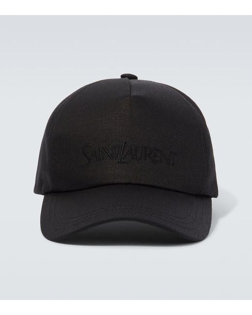 Cappello da baseball in gabardine di Saint Laurent in Black da Uomo