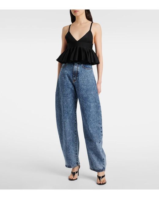 Alaïa Black Godet Bra Top