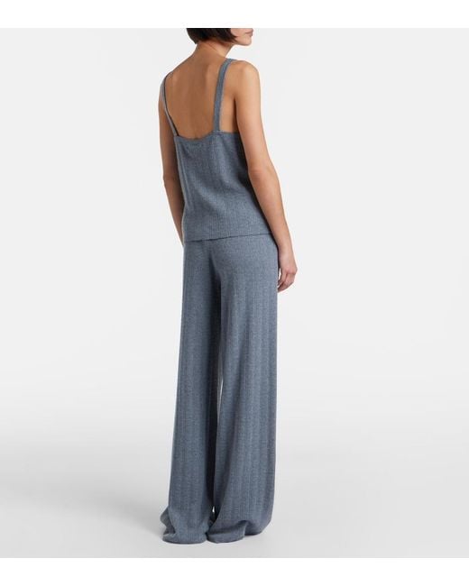 Lisa Yang Gray Shannen Cotton And Cashmere Wide-Leg Pants