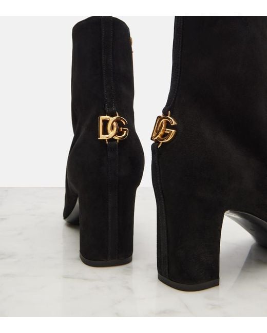 Dolce & Gabbana Black Dg Suede Ankle Boots