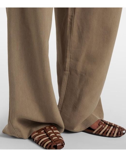 Frankie Shop Natural Marfa Pleated Wide-Leg Pants