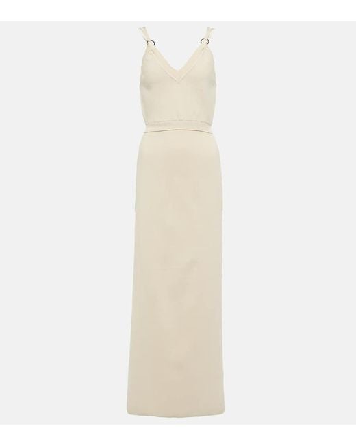 Rabanne White Embellished Knit Midi Dress