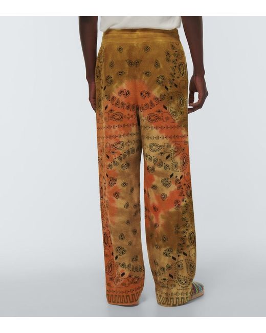 Alanui Orange Bandana Piquet Jacquard Cotton Pants for men
