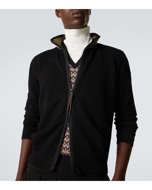 Moncler Black Archivio Waffle-Knit Cotton Jacket for men