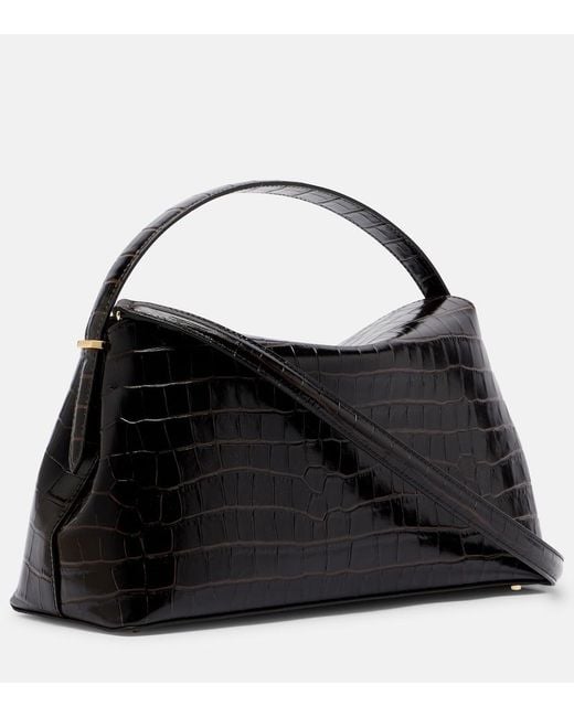 Totême  Black T-Lock Croc-Effect Leather Tote Bag