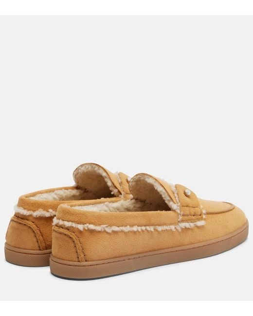 Mocasines Chambeliboat De Ante Con Borrego Christian Louboutin de color Brown