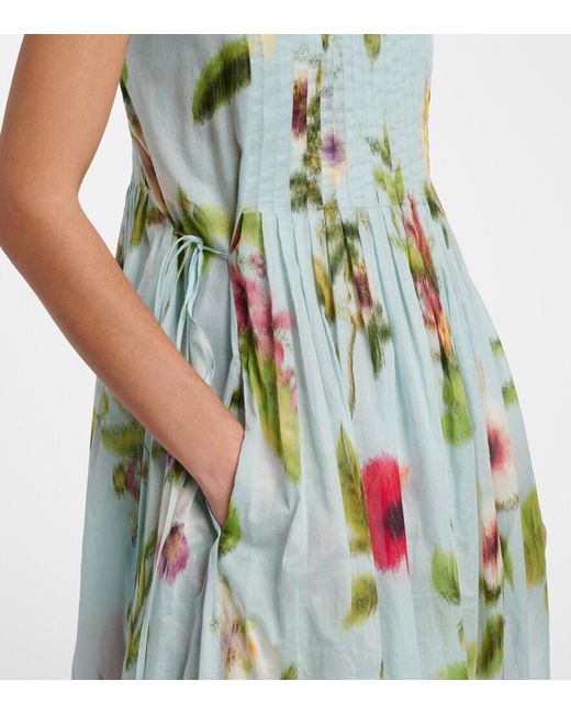 Oscar de la Renta White Belted Floral Voile Maxi Dress