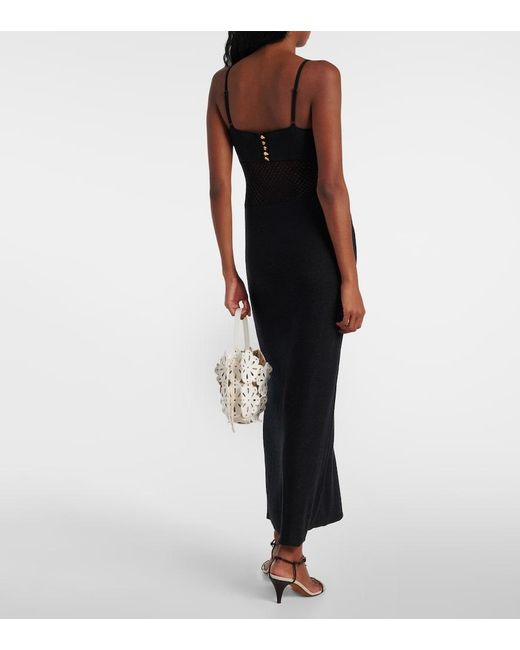 Staud Black Tara Crochet-Trimmed Cotton Maxi Dress