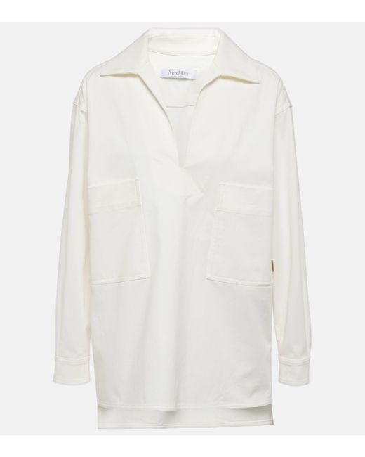 Max Mara White Matassa Oversized Cotton Gabardine Shirt