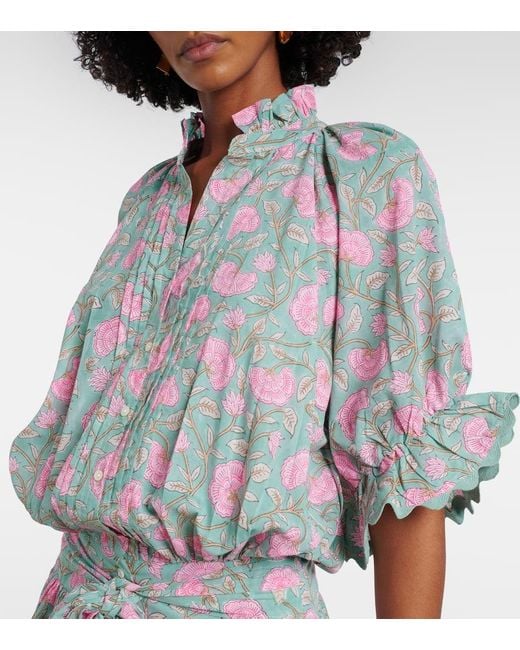 Juliet Dunn Women's Blue Floral Cotton Minidress