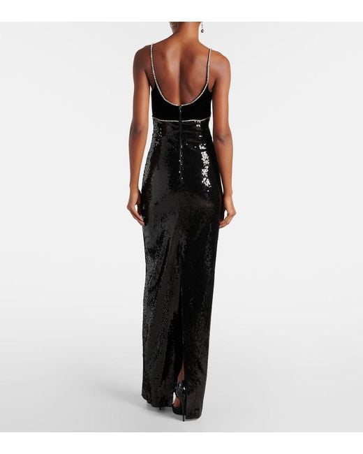 Rebecca Vallance Black X Nicky Hilton Lena Bow-Detail Sequined Gown