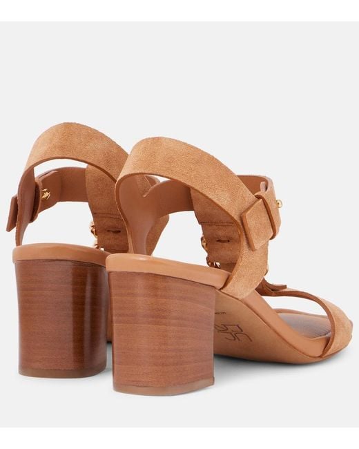 Ulla Johnson Brown Milla Embellished Suede Sandals