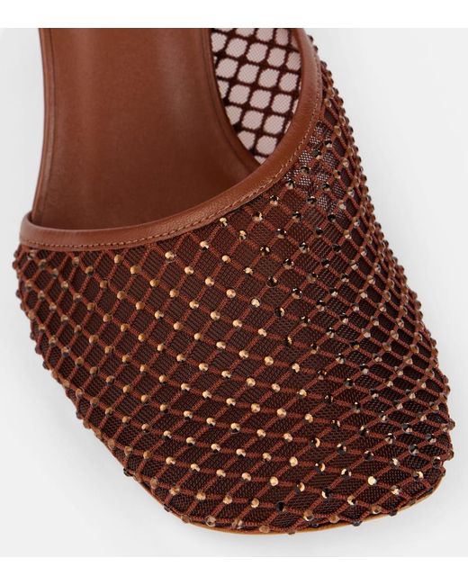 Christopher Esber Brown Minette Crystal-Embellished Mesh Pumps