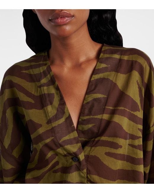 The Attico Brown Zebra-Print Cotton Muslin Minidress