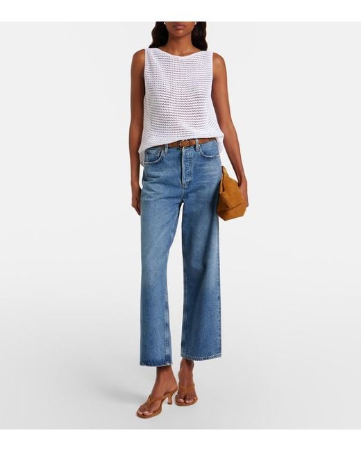 Vince White Crochet Cotton-Blend Top