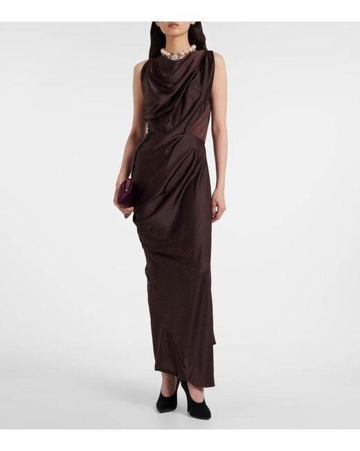 Vivienne Westwood Purple Long Fond Draped Satin Gown