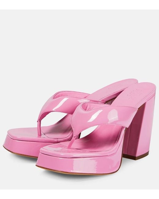 Gia Borghini Pink Patent Leather Platform Sandals