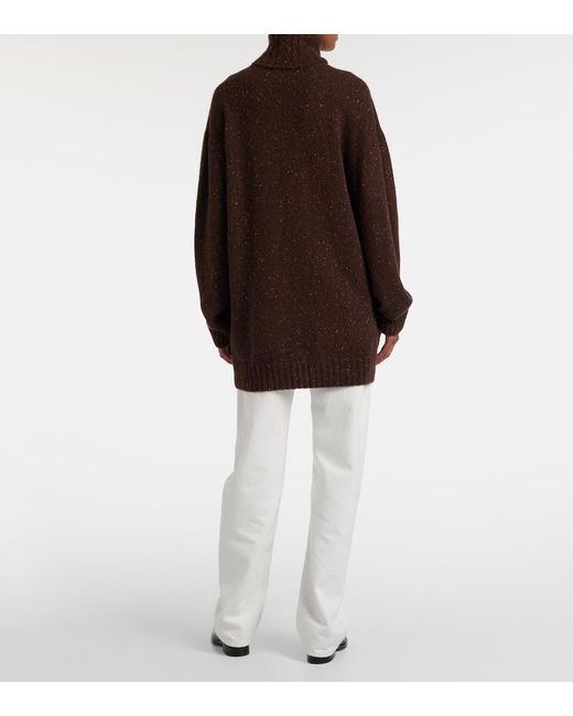 The Row Brown Mirai Cashmere Turtleneck Sweater