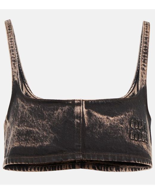 Miu Miu Black Denim Bralette