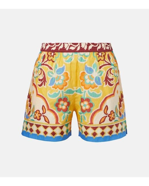 Etro Multicolor Printed Cotton And Silk Shorts