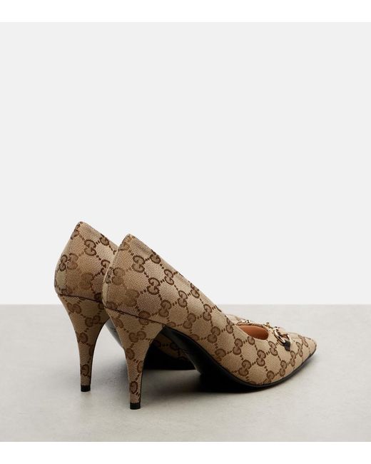 Gucci Brown Erin 85 Canvas Pumps