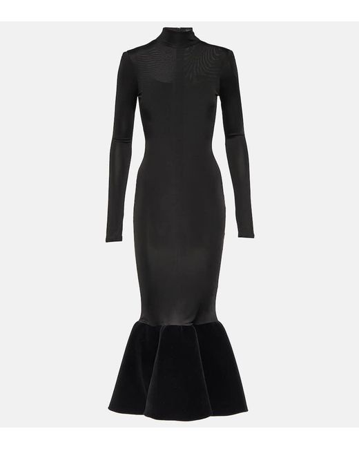 Vestido Midi De Jersey Con Volantes David Koma de color Black