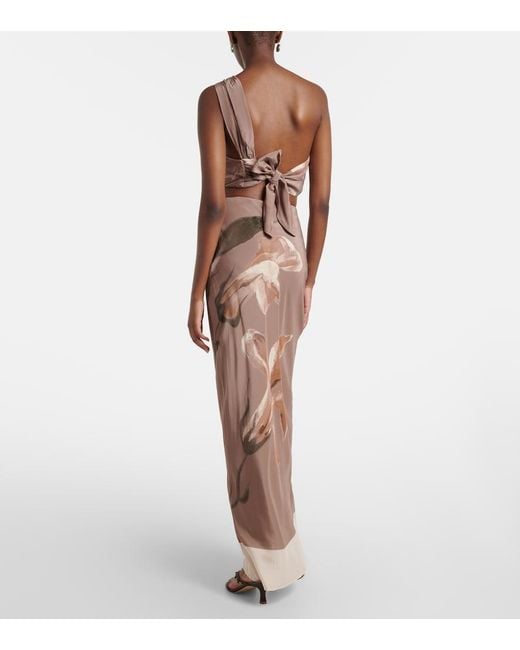Sir Brown Azaliea Floral Silk Maxi Skirt