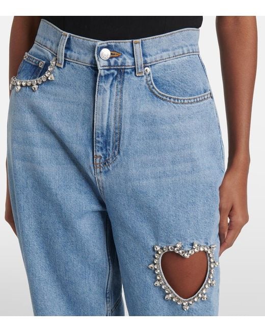 Area Blue Straight Jeans Mit Kristallen