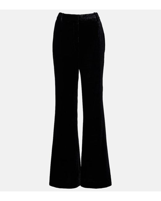 Nili Lotan Black Effy High-Rise Flared Velvet Pants