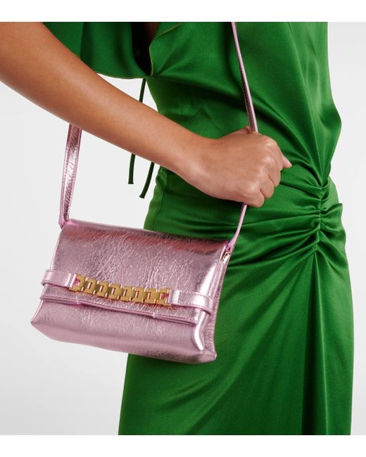 Victoria Beckham Purple Chain Pouch Mini Leather Shoulder Bag