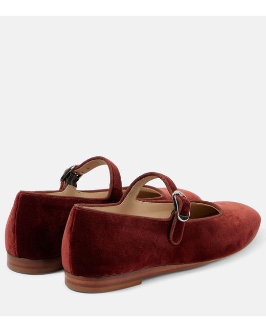 Le Monde Beryl Velvet Mary Jane Flats in Red | Lyst UK