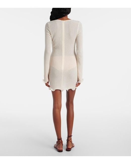 Magda Butrym White Floral-Applique Crepe Minidress