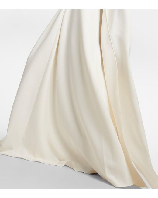 Safiyaa White Abrielle Embellished Caped Gown