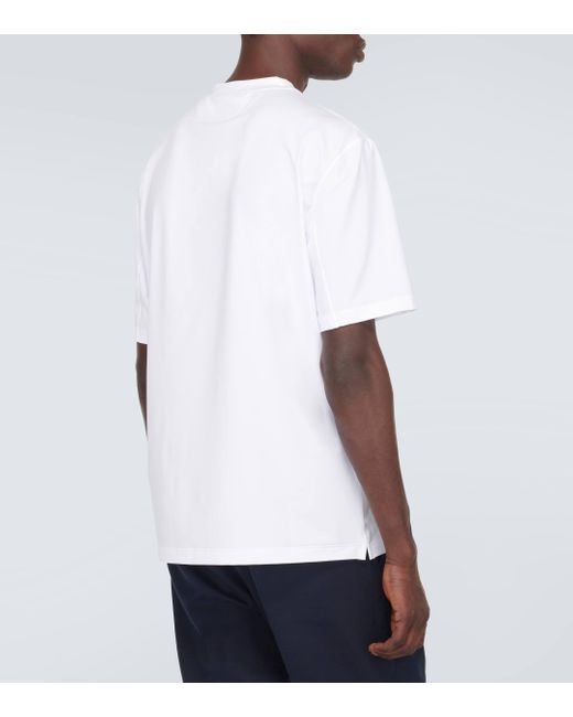 Brunello Cucinelli White Embroidered Crewneck T-shirt for men