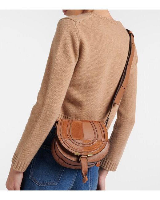 Chloé Brown Marcie Small Leather And Suede Crossbody Bag