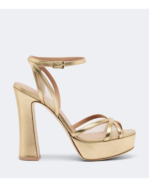 Malone Souliers Metallic Sylvie Leather And Mesh Platform Sandals