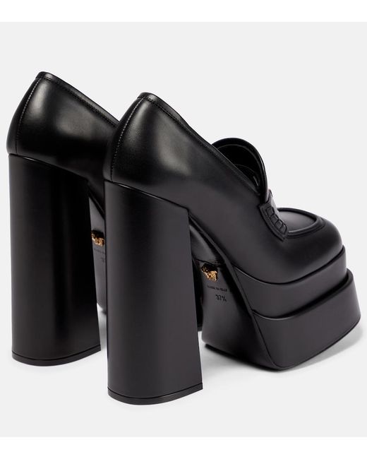 Versace Black Aevitas Leather Platform Mule
