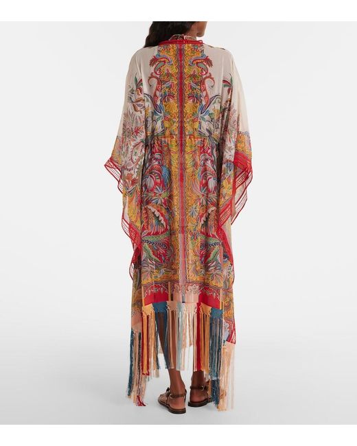Etro Red Paisley Fringed Kaftan