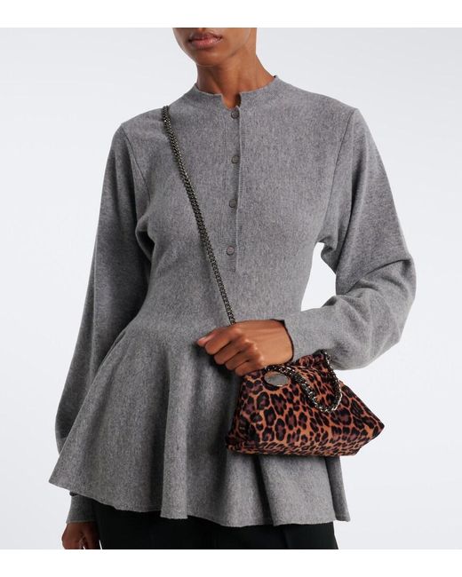Stella McCartney Brown Falabella Mini Leopard-Print Top-Handle Bag