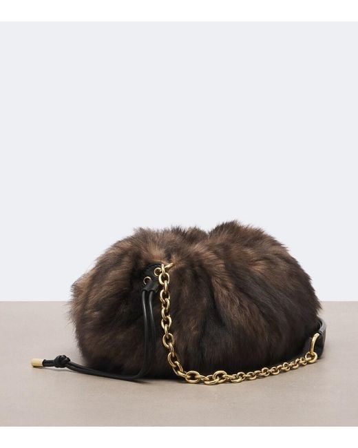 Chloé Black Plisse Shearling Shoulder Bag