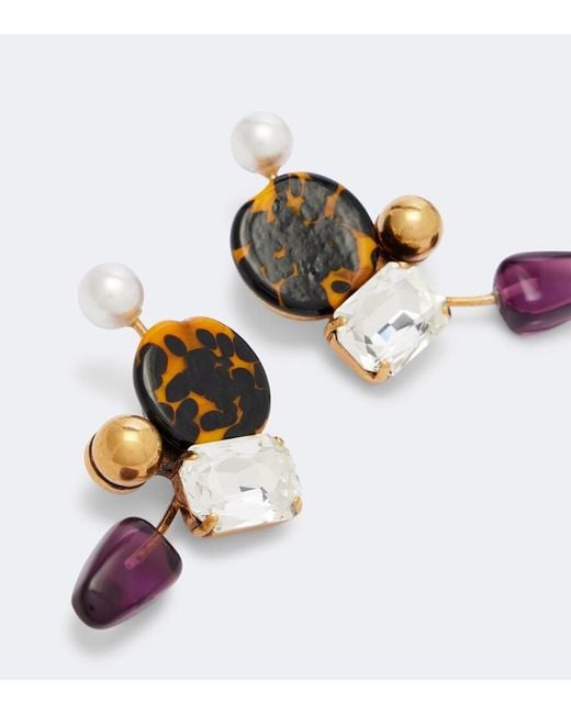 Dries Van Noten White Embellished Earrings