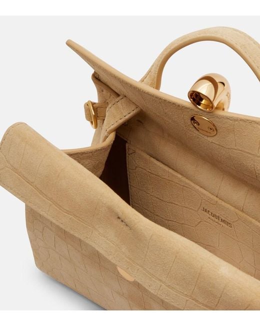 Jacquemus Natural Valerie Small Suede Top-Handle Bag