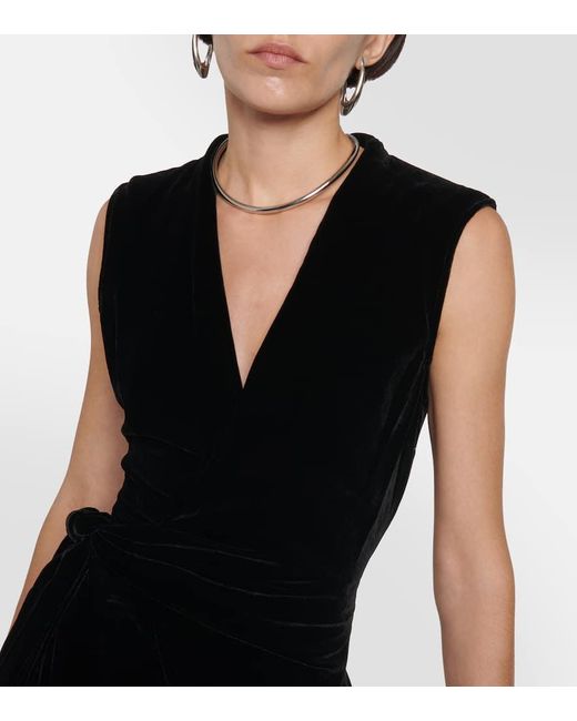 Rick Owens Black Wrap Velvet Maxi Gown
