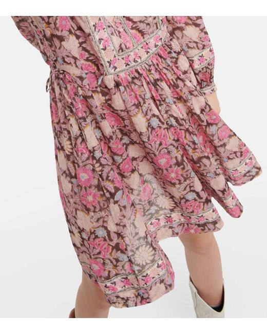 Isabel Marant Red Gilinesia Floral-Print Cotton Minidress