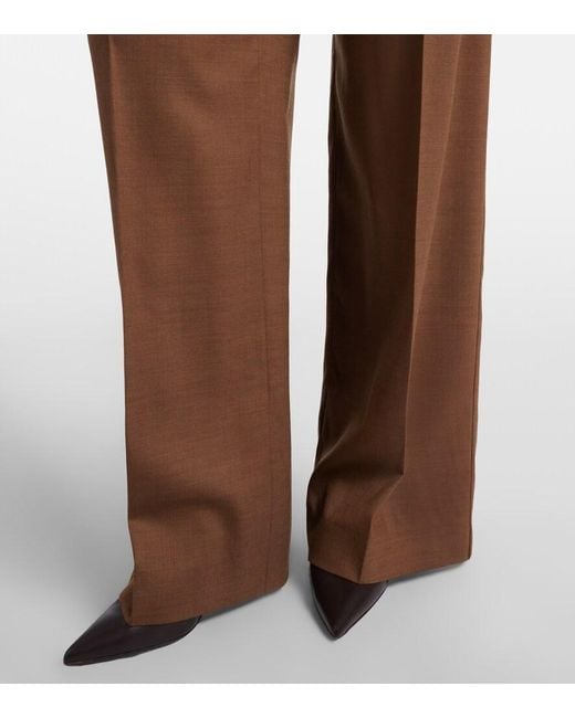 Oscar de la Renta Brown Wool Wide-Leg Pants