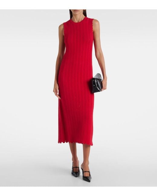 Altuzarra Red Sissi Open-Knit Cotton Midi Dress