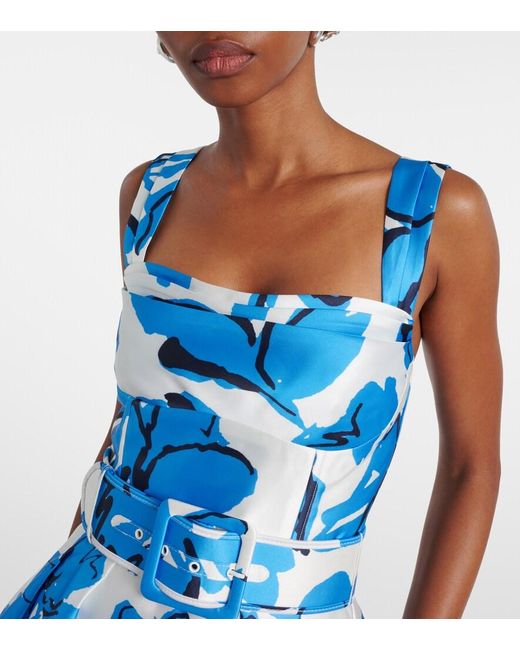 Rebecca Vallance Blue Sapphira Belted Floral Midi Dress