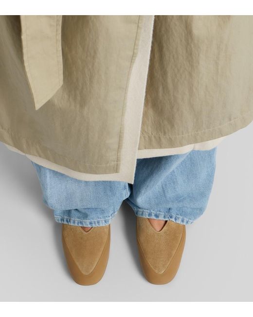 Le Monde Beryl Brown Apres Ski Shearling-Lined Suede Ballet Flats