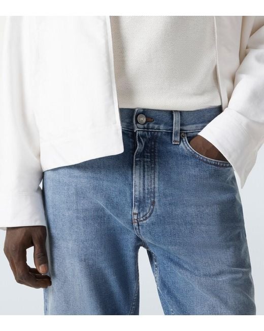 Zegna Blue High-Rise Straight Jeans for men